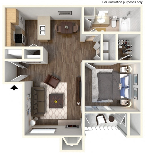The Vue at Rocklin Ridge Apartments 1 Bedroom Floorplan